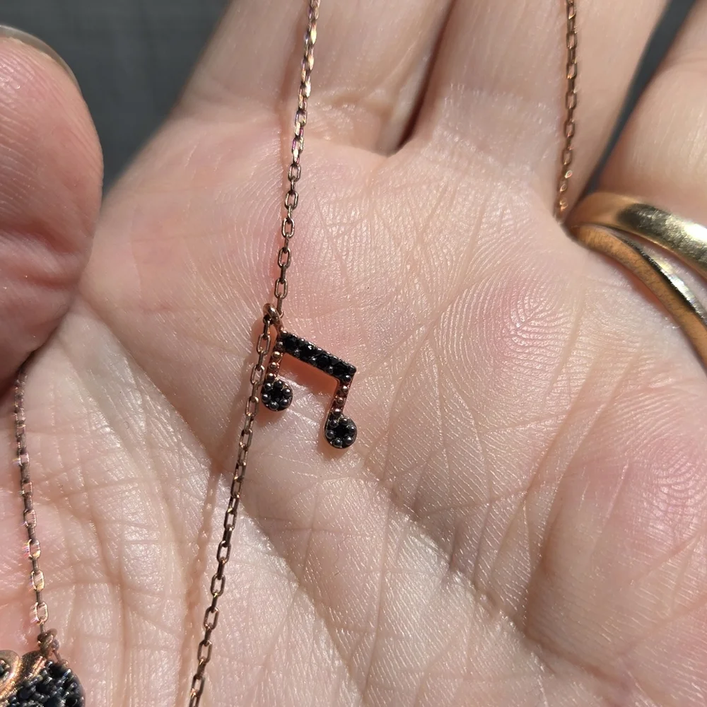 HOST PICK! 🎈🎉 Onyx Sterling & Rosegold Favorite Things Charm Necklace 16" - Picture 7 of 9